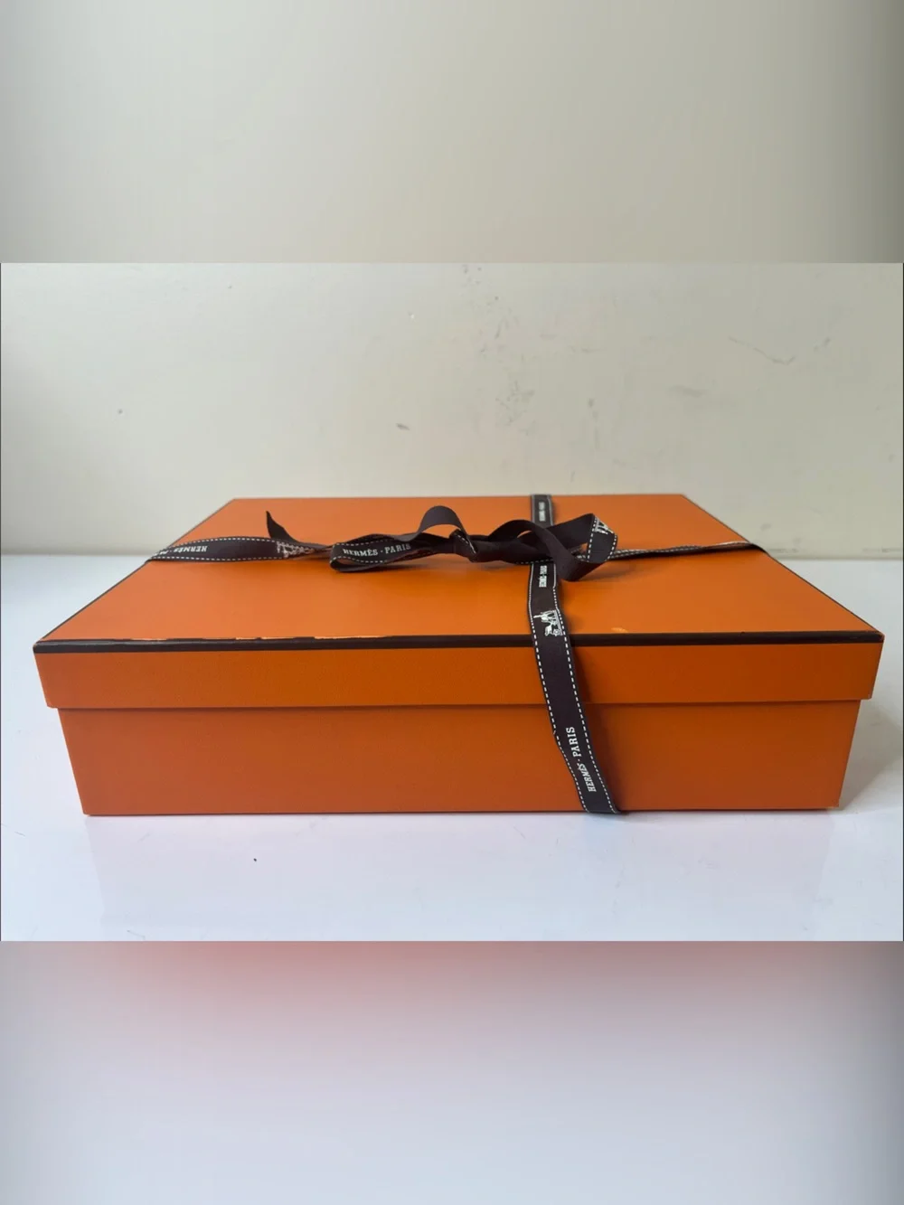 Hermès Signature Orange Empty Gift Box with Branded Ribbon
